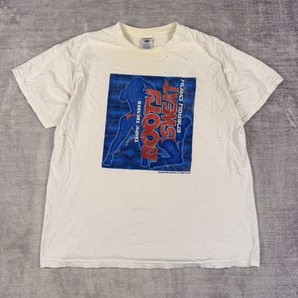 Tropic Thunder Shirt Mens XL White Booty Sweat Y2k 2008 Movie Promo Funny